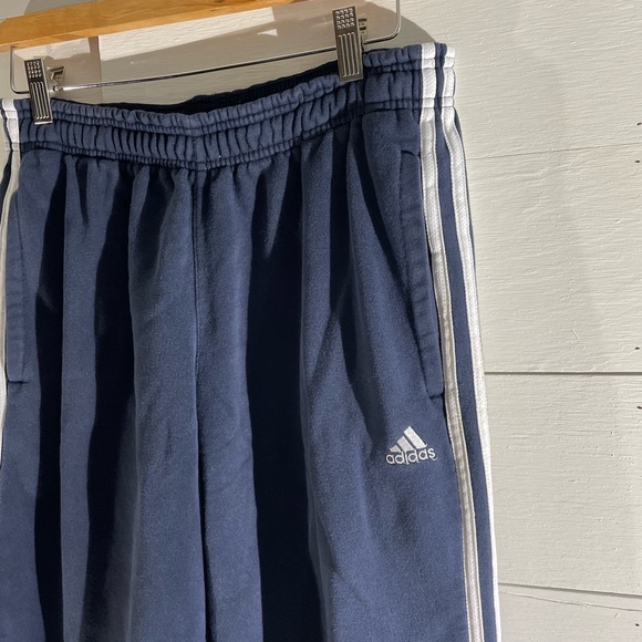 Adidas Navy with White Stripes Loose Fit Sweatpants Track Bottoms - Picture 3 of 6